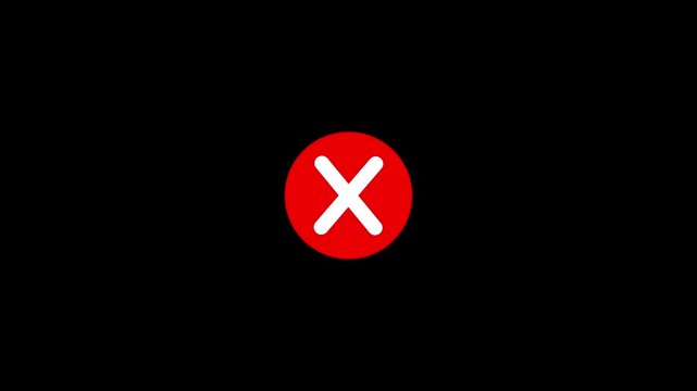 Red cross mark icon indicating a wrong answer isolated on white background
