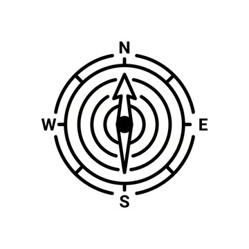 Simple compass illustration showing cardinal directions with concentric circles.