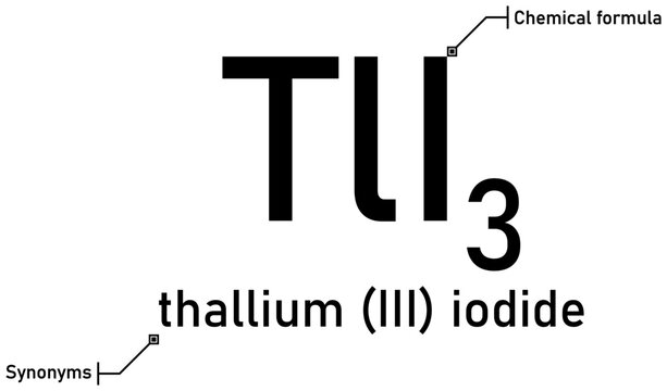 Thallium (III) iodide chemical formula with callout titles