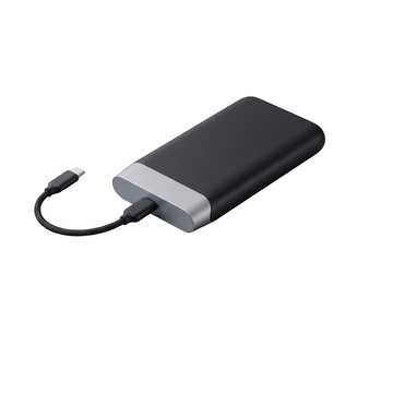 External portable hard drive with a black casing and silver connector cable computer hardware data transfer storage media external portable technology electronics connector hardware