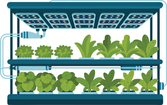 Hydroponic Vertical Farm with LED Grow Lights 