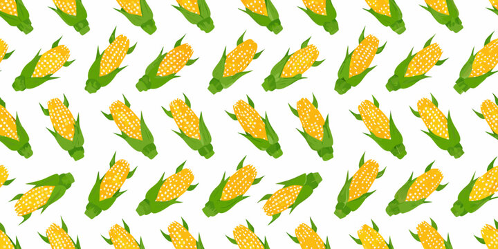 Corn Pattern A Seamless Repeating Vector Illustration On White Background