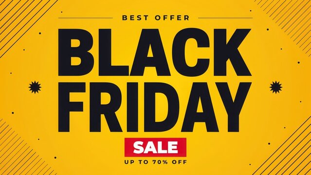 Minimalist yellow Black Friday sale poster with bold black typography for digital marketing campaigns.