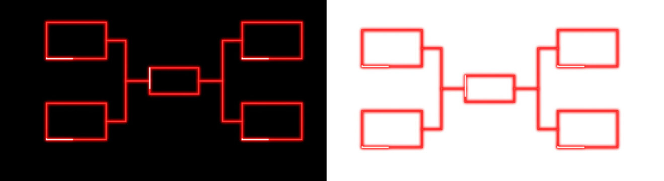 Red tournament bracket template isolated on transparent background