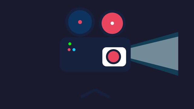 Retro Cinema Projector Film Camera Flat Animation Design