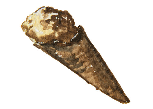Vanilla Mixed with Chocolate Swirl Ice Cream Scoop in Waffle Cone Watercolor Illustration Isolated on White Background for Dessert Menu Art