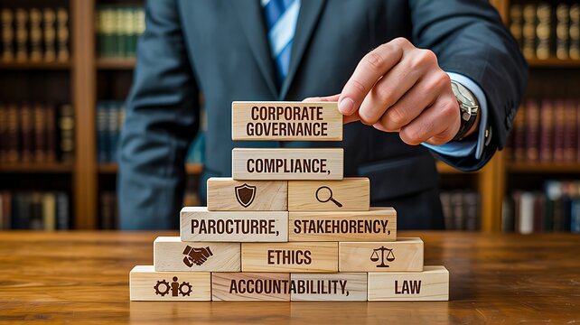 Corporate governance and compliance concept with accountability ethics procedures and law