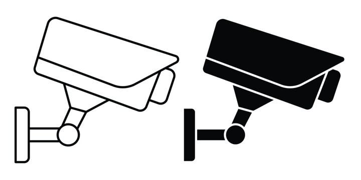 Cctv camera icons collection. Safety and security surveillance vector outline and solid.