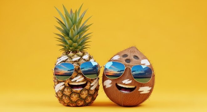 Cute Summer Fruit Mascots with Sunglasses