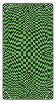 Abstract green and black checkered pattern with a wavy distorted effect