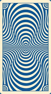 Blue and white wavy striped pattern with optical illusion effect