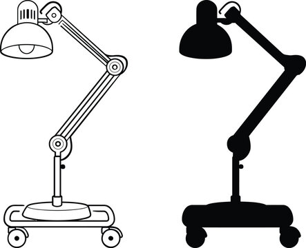Lamp vector set illustration desk office light adjustable stand wheels
