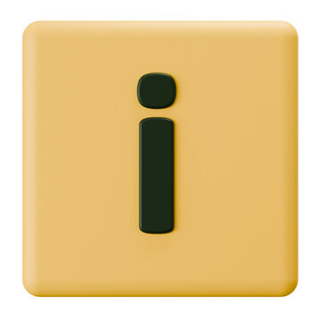 3D Yellow Information Icon Rounded Square Button for UI Design