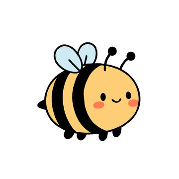 Cute kawaii bumblebee character vector illustration isolated on white background