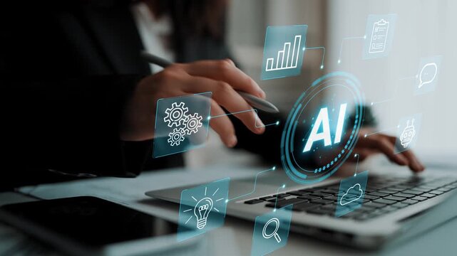 Modern Technology and Artificial Intelligence Concept with Business Graphics and Digital Connections Representing Innovation and Strategy in the Workplace. Entropy.
