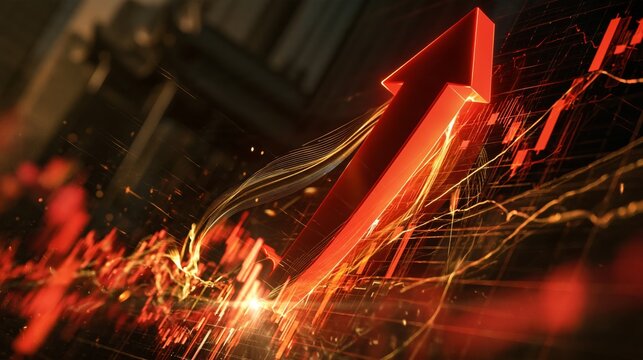 red arrow rising upward financial chart trend