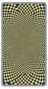 Abstract playing card back design with yellow and black checkered optical pattern