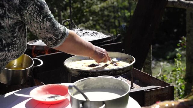 Flija, traditional multi-layered crepe-like dish, north  Albania and Kosovo