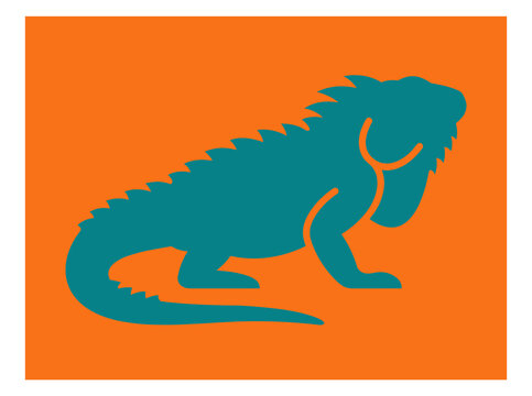 Minimalist teal iguana silhouette vector illustration