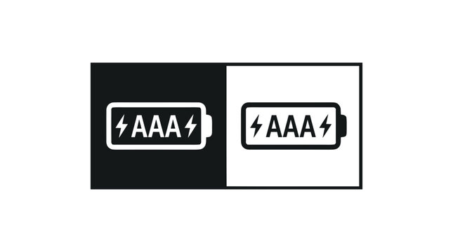 Vector illustration of aaa battery icon with lightning bolt symbol on a transparent background