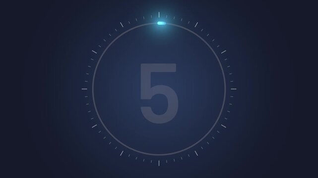 Ten second countdown timer with progress ring on dark blue background 4K
