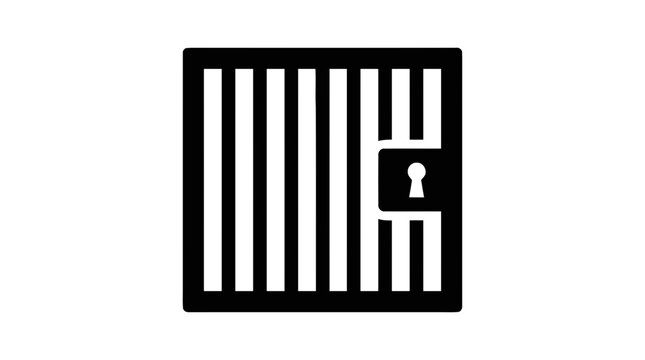 Vector illustration of prison cell bars icon with keyhole on a transparent background