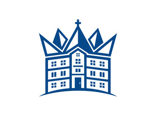 Obraz premium Royal building emblem with crown and cross symbol