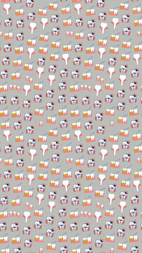 Cartoon teeth pattern with dental care elements