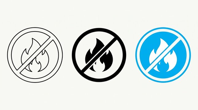 No fire prohibition icon set with different styles