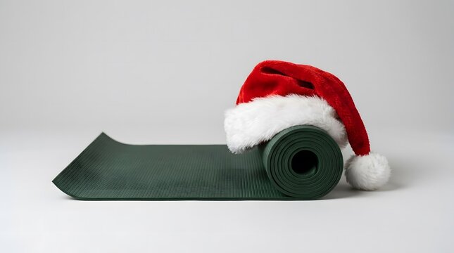 A festive roomba robot vacuum cleaner playfully dons a santa claus hat for the holidays