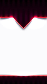 Abstract futuristic red neon vertical background with dark geometric header and white space, modern technology presentation poster template and digital banner design