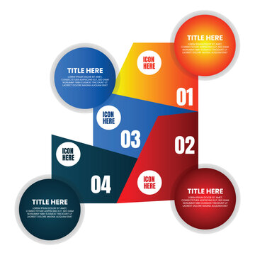 Four Stage Circular and Rectangular Process Infographic