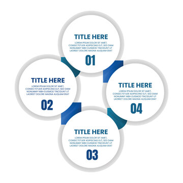 Four Circle Connected Process Infographic with Central Shape