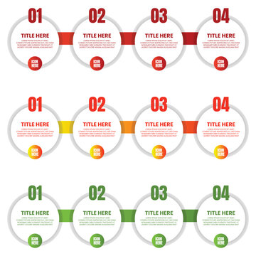 Four Row Numbered Circle Timeline Infographic