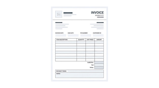Clean Modern Invoice Template for Business Accounting and Financial Document Creation in Minimalist Style