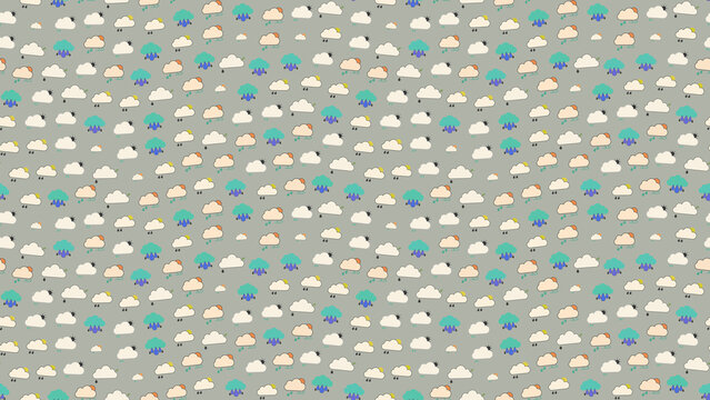 Seamless pattern of cartoon weather icons