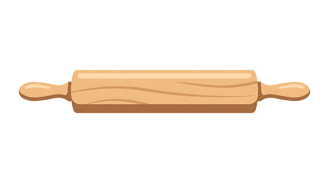 Classic Wooden Rolling Pin for Baking and Pastry Preparation on White Background, Ideal for Culinary Websites