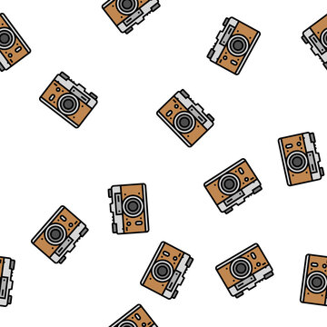 photo camera retro gadget vector seamless pattern photo camera retro gadget sign illustration
