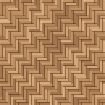 Seamless herringbone parquet pattern of light oak wood planks