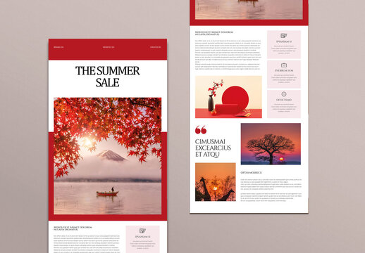 E-mail Newsletter Templatein Grey Sades with Red Accents