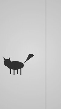 Minimalist Black Cat Silhouette on Textured Grey Background