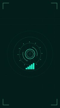 Futuristic HUD Interface with Circular Scanner and Data Visualization