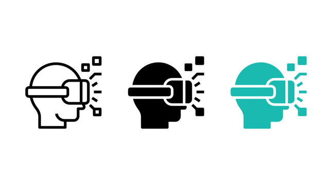 Mixed reality and virtual headset icon design set vector illustration graphic