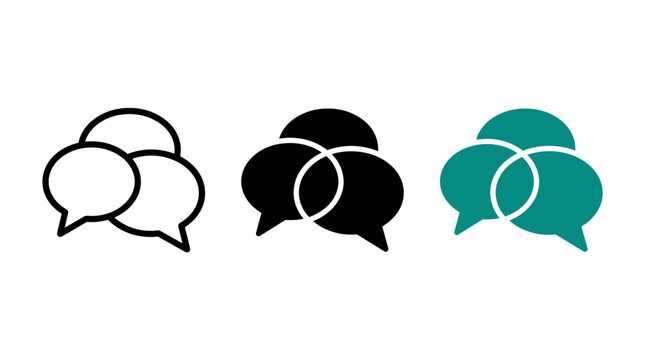 Multilingual support icons featuring overlapping speech bubbles in different