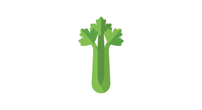 A green celery stalk is depicted as a flat vector illustration on a white background