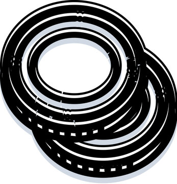 Stacked black and white circles creating an optical illusion, forming an abstract design suitable for backgrounds, modern branding, digital art, or conceptual graphic elements