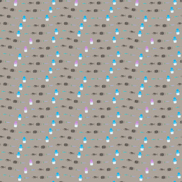 Cartoon fish and octopus seamless pattern