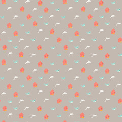 Cute Dolphin and Narwhal Pattern © salmawati