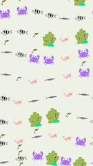 Seamless pattern of cartoon sea creatures and plants © salmawati