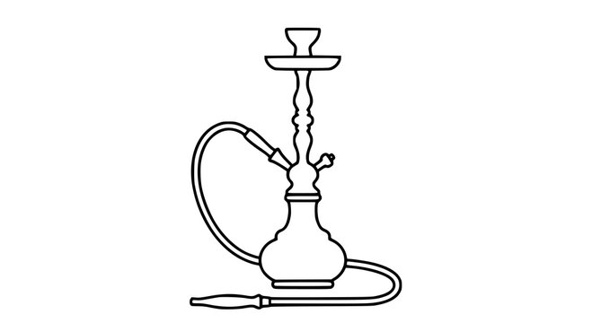Hookah Shisha Simple Line Icon &ndash; Traditional Water Pipe Outline Vector Symbol